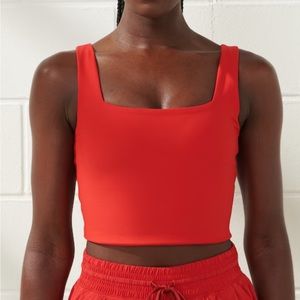 Abercrombie YPB sculptLUX Squareneck Slim Tank Size L color red